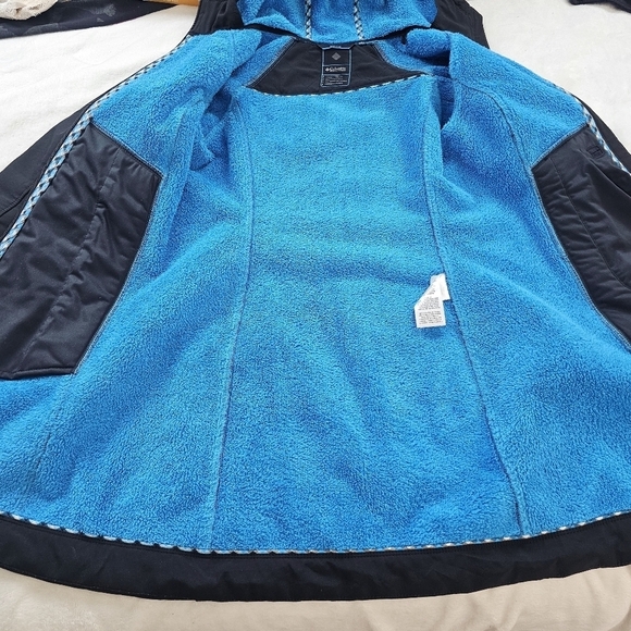 Columbia Weather Resistant Softshell Coat Hooded Fleece Lined Black Size Small - Picture 5 of 16